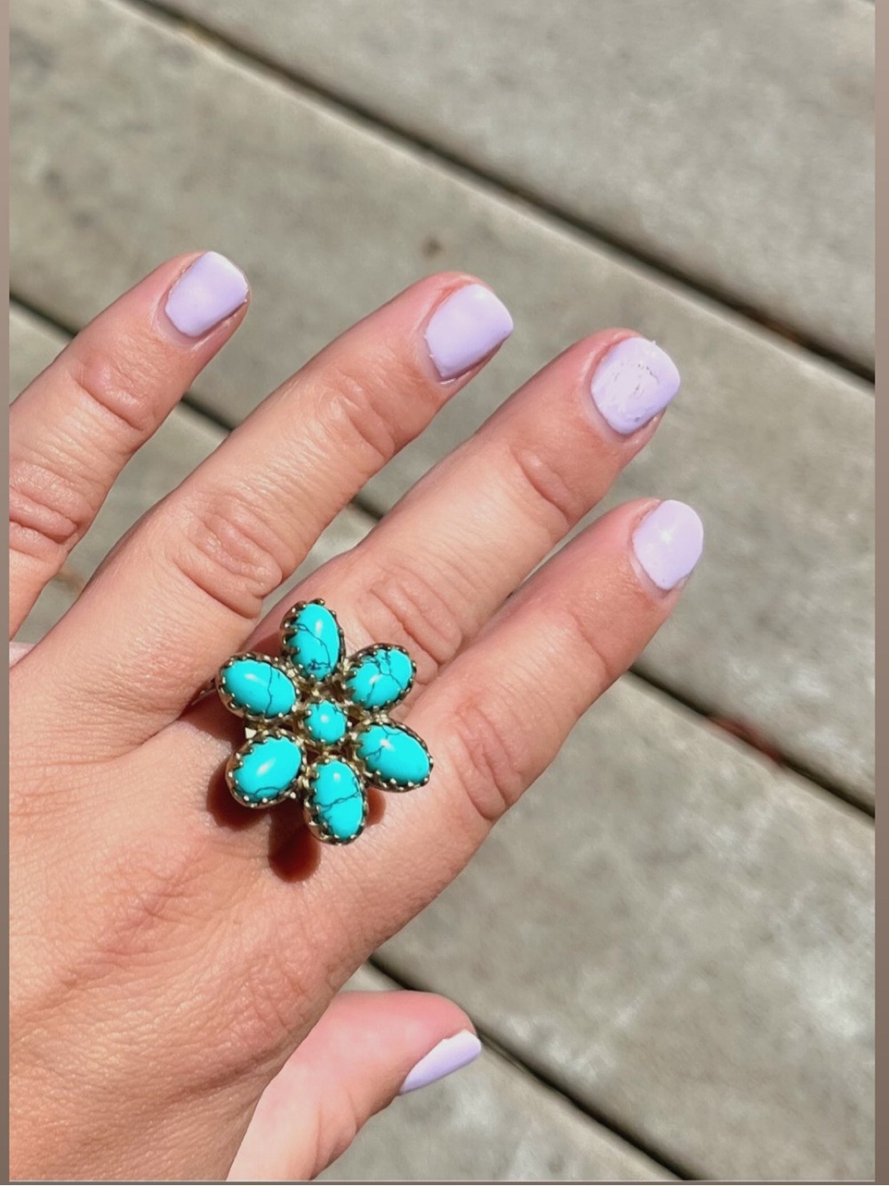 Maximalist Turquoise Flower Ring - Women Jewelry